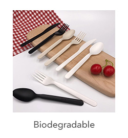 Biodegradable Cutlery: Our biodegradable utensils are crafted from eco-friendly materials such as cornstarch-based PLA (polylactic acid) and other plant-based resources. These utensils are designed to decompose naturally, reducing environmental impact and aligning with sustainable practices. They offer the durability required for various dining experiences, from casual to formal settings.