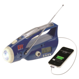 ER&trade; Solar/Hand-Crank Flashlight/Radio/USB Charger