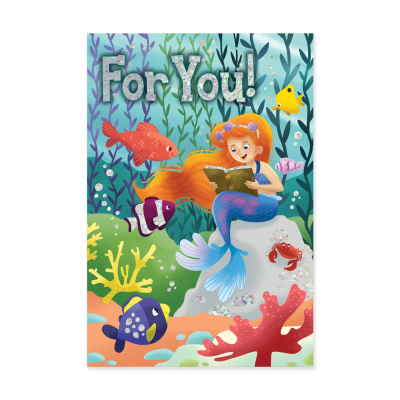 Mermaid With Book Enclosure Card|Peaceable Kingdom