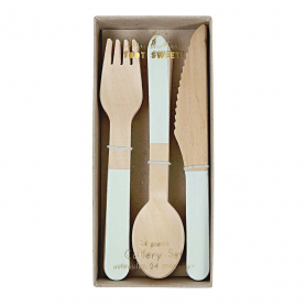 Wooden Cutlery Set Mint-45-2149|Meri Meri
