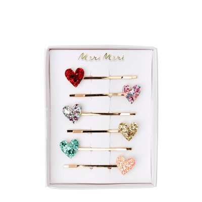 Glitter Heart Hair Slides|Meri Meri