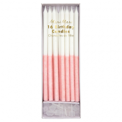 Pale Pink Glitter Dipped Candles|Meri Meri