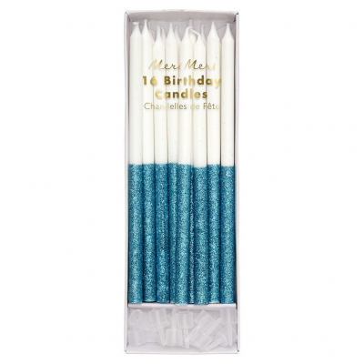 Blue Glitter Dipped Candles|Meri Meri