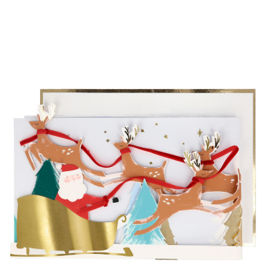 Santas Sleigh 3D Scene Christmas Card|Meri Meri