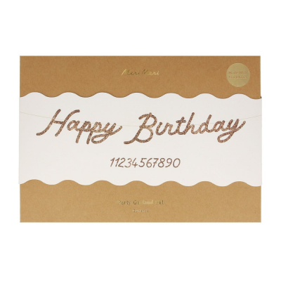Gold Glitter Happy Birthday Garland|Meri Meri