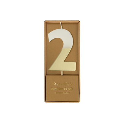 Gold Dipped Number 2 Candle|Meri Meri