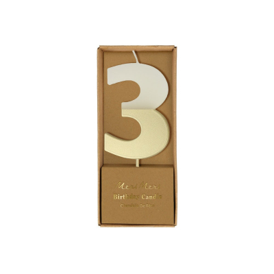 Gold Dipped Number 3 Candle|Meri Meri
