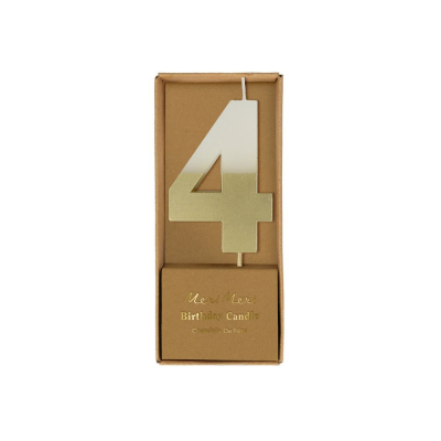 Gold Dipped Number 4 Candle|Meri Meri