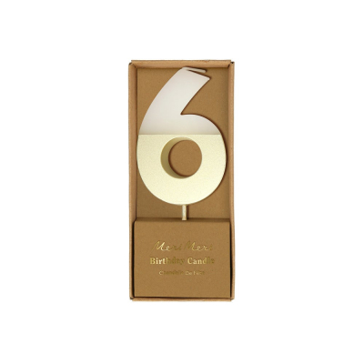 Gold Dipped Number 6 Candle|Meri Meri