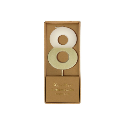 Gold Dipped Number 8 Candle|Meri Meri