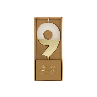Gold Dipped Number 9 Candle|Meri Meri