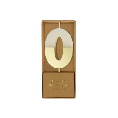 Gold Dipped Number 0 Candle|Meri Meri