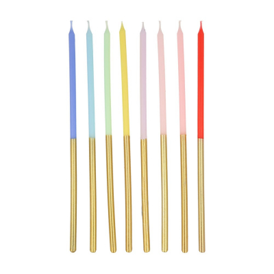 Gold Dipped Rainbow Mix Candles|Meri Meri