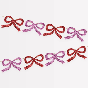 Red And Pink Glitter Bow Garland|Meri Meri