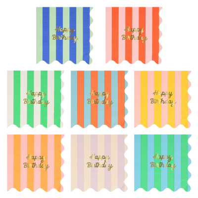 Stripe Happy Birthday Large Napkins|Meri Meri