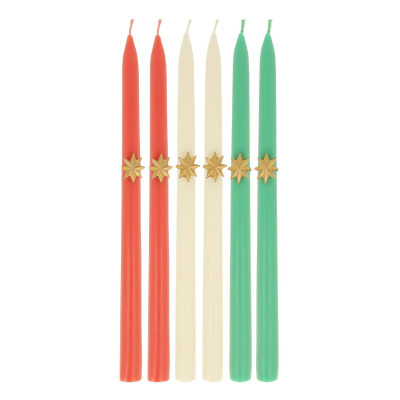 Mixed Gold Star Taper Candles|Meri Meri