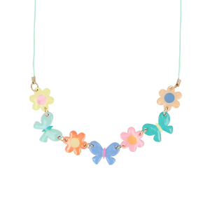 Butterflies & Flowers Enamel Charm Necklace|Meri Meri