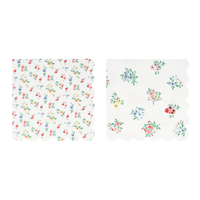 Ditsy Posy Scalloped Large Napkins|Meri Meri