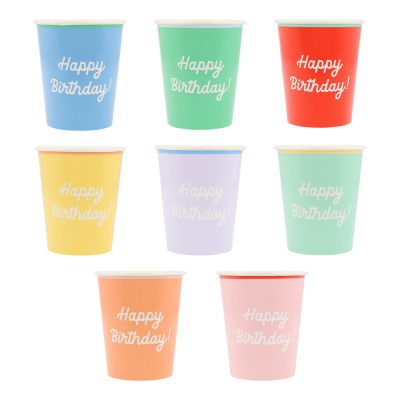 Mixed Happy Birthday Cups|Meri Meri