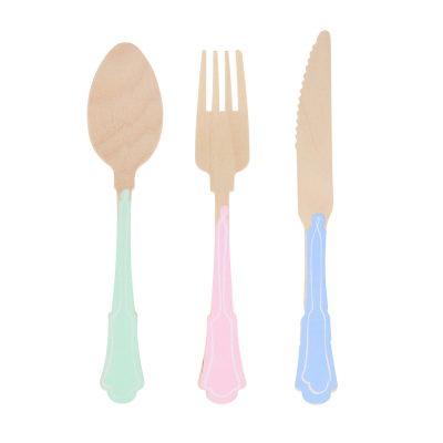 Elegant Mixed Colour Wooden Cutlery|Meri Meri