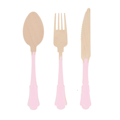 Elegant Pink Wooden Cutlery|Meri Meri