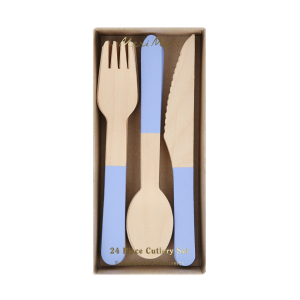 Cornflower Blue Wooden Cutlery Set|Meri Meri