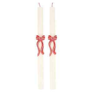 Red Stripy Bow Table Candles|Meri Meri