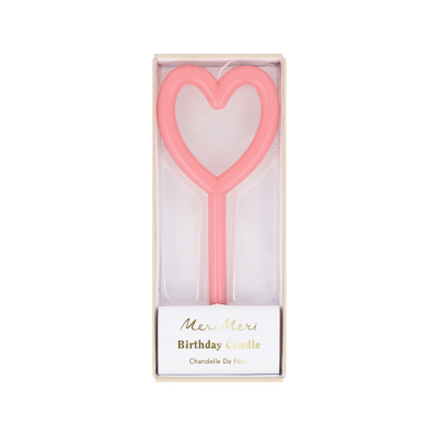 Large Slim Heart Candle|Meri Meri