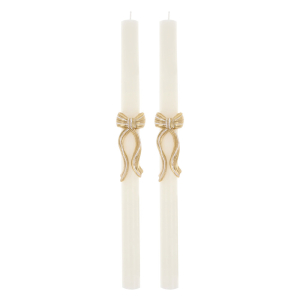 Gold Stripy Bow Table Candles|Meri Meri