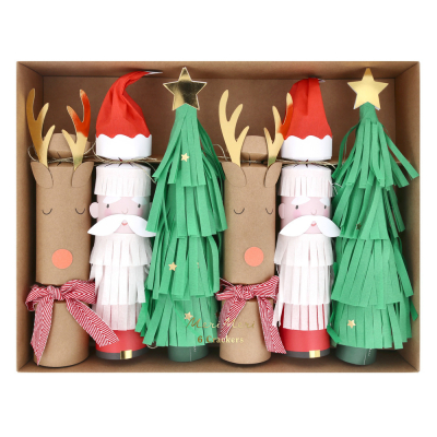 Santa Reindeer And Tree Crackers|Meri Meri
