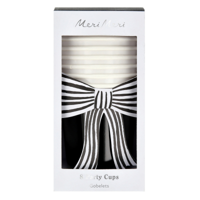 Black And White Stripy Bow Cups|Meri Meri