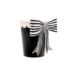Black And White Stripy Bow Cups|Meri Meri