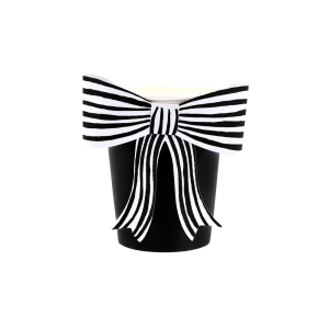 Black And White Stripy Bow Cups|Meri Meri