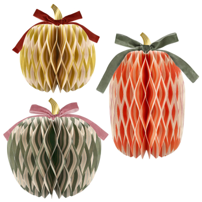 Fall Stripe Paper Honeycomb Pumpkins|Meri Meri
