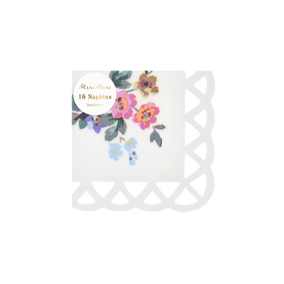 Basketweave Floral Small Napkins|Meri Meri