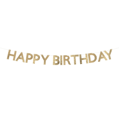 Gold Glitter Fabric Happy Birthday Garland|Meri Meri