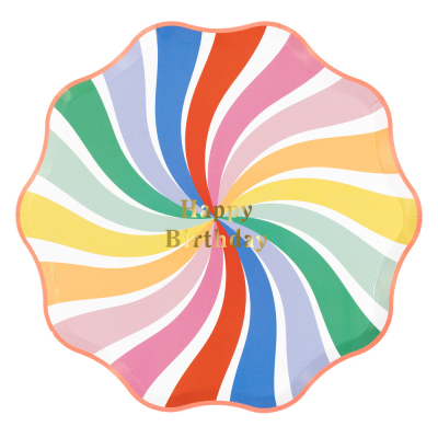 Rainbow Swirl Happy Birthday Dinner Plates|Meri Meri