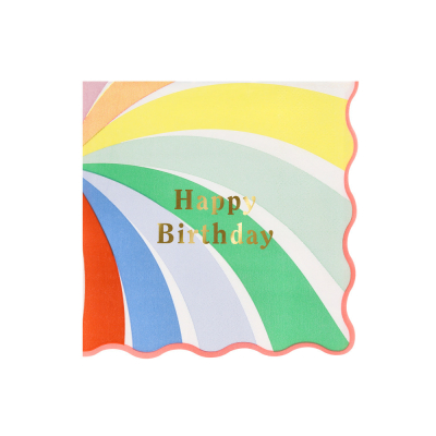 Rainbow Swirl Happy Birthday Large Napkins|Meri Meri