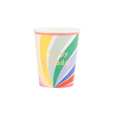 Rainbow Swirl Happy Birthday Cups|Meri Meri