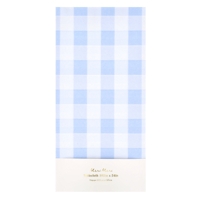 Blue Gingham Paper Tablecloth|Meri Meri