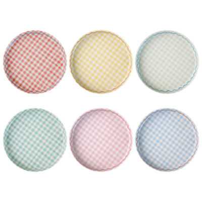 Gingham Reusable Large Plates|Meri Meri
