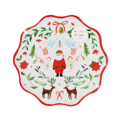 Foliage Santa Patterned Side Plates|Meri Meri