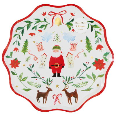 Foliage Santa Patterned Dinner Plates|Meri Meri