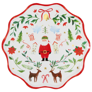 Foliage Santa Patterned Dinner Plates|Meri Meri