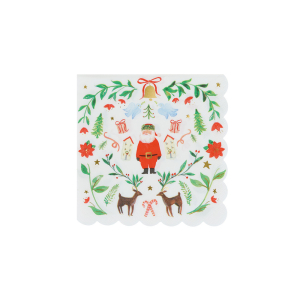 Foliage Santa Patterned Small Napkins|Meri Meri