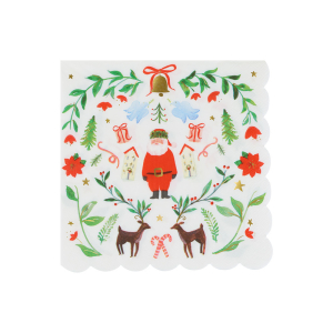 Foliage Santa Patterned Large Napkins|Meri Meri