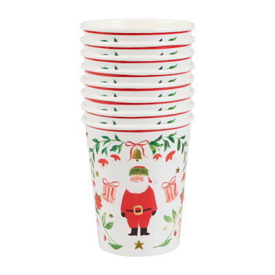Foliage Santa Patterned Cups|Meri Meri