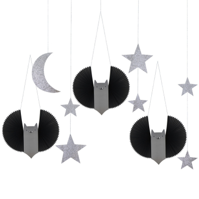 Large Bat Stars And Moon Hanging Decorations|Meri Meri