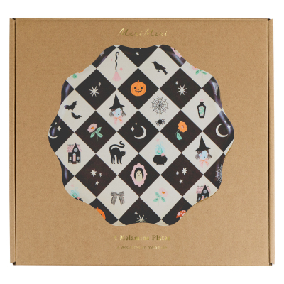 Patchwork Halloween Reusable Large Plates|Meri Meri