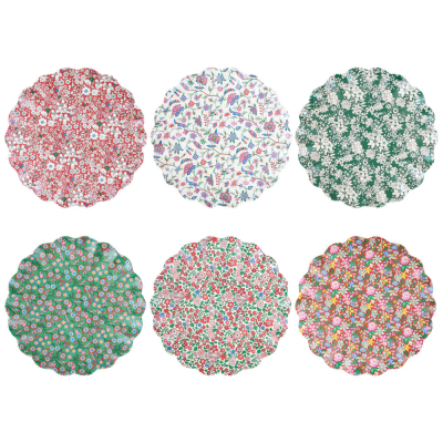 Meri Meri x Liberty Red And Green Reusable Large Plate|Meri